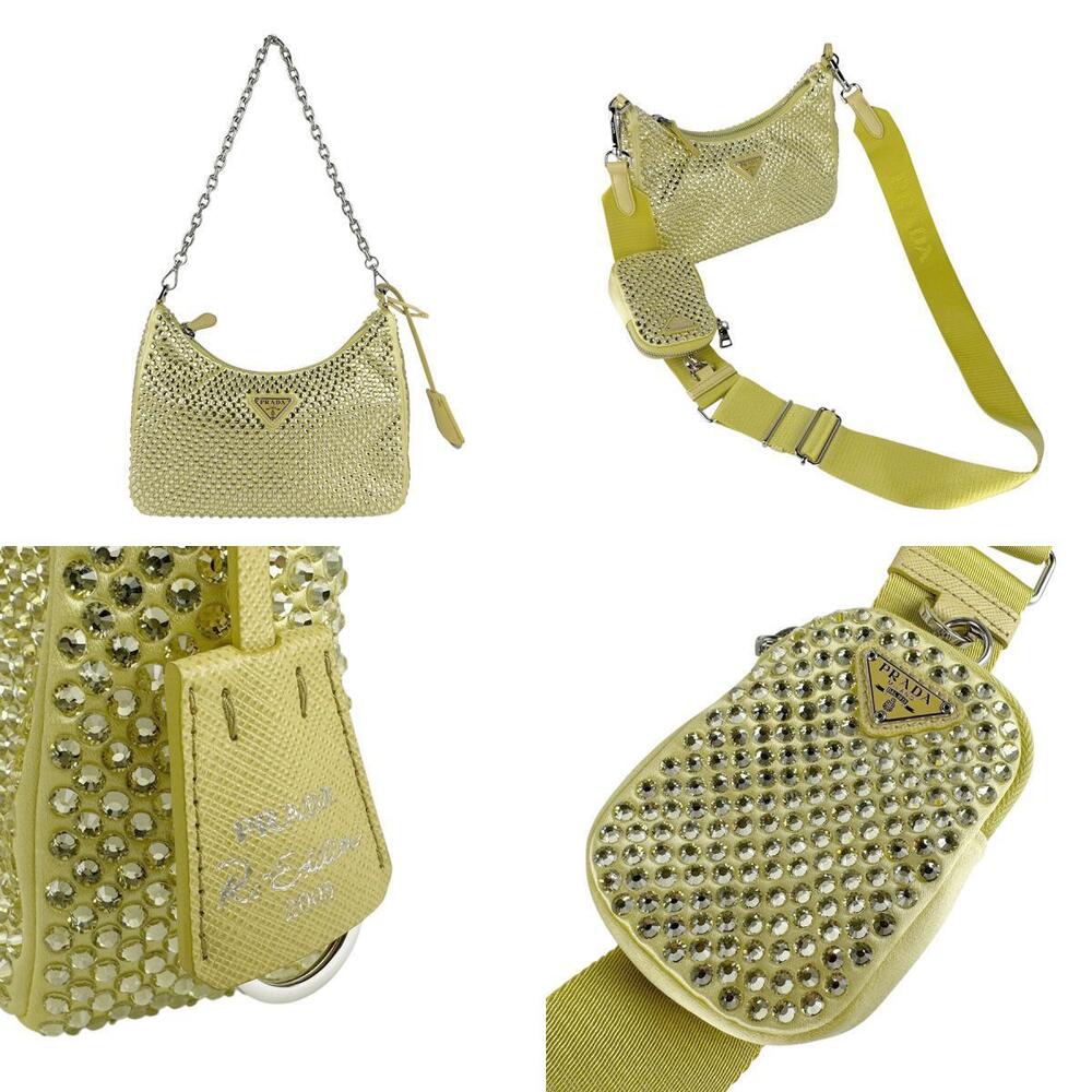 Prada shoulder bag satin rhinestones yellow - Picture 4 of 4